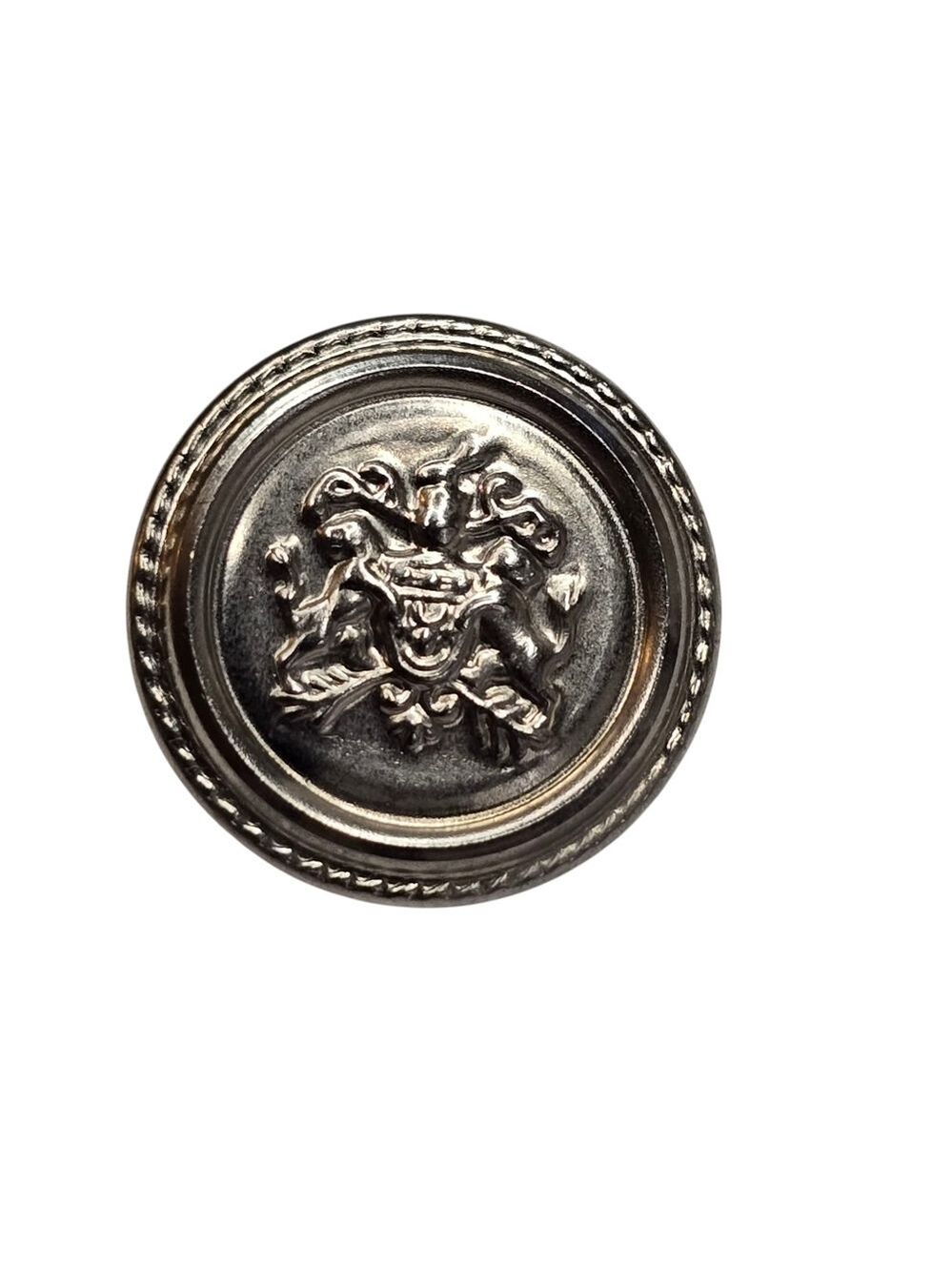 Vintage Silver Tone Royal Coat of Arms Button